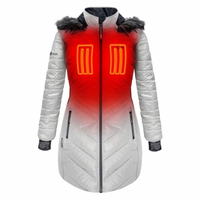 ActionHeat Women's 5V Battery-Heated Insulated Puffer Jacket with Hood for Ladies - Antarctica White - L