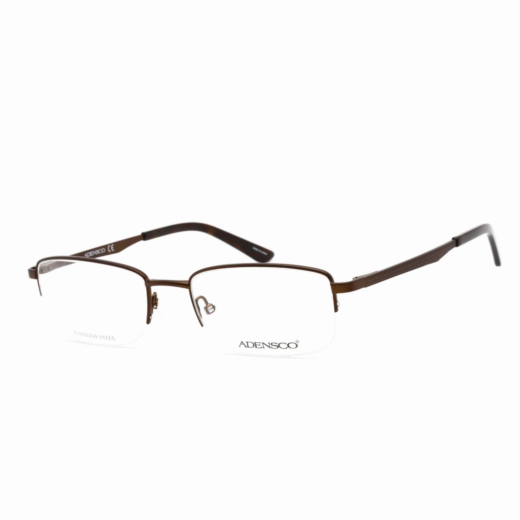 Adensco Men's Eyeglasses - Matte Brown Stainless Steel Rectangular | AD 124 04IN 00