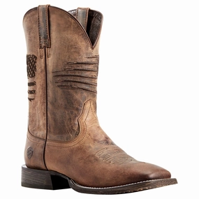 Ariat 10029699 Circuit Patriot Western Boots for Men - Weathered Brown - 11.5M