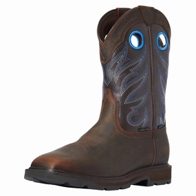 Ariat 10034720 Groundwork Wide Square-Toe H2O Steel-Toe Western Work Boots for Men - Dark Brown - 13M
