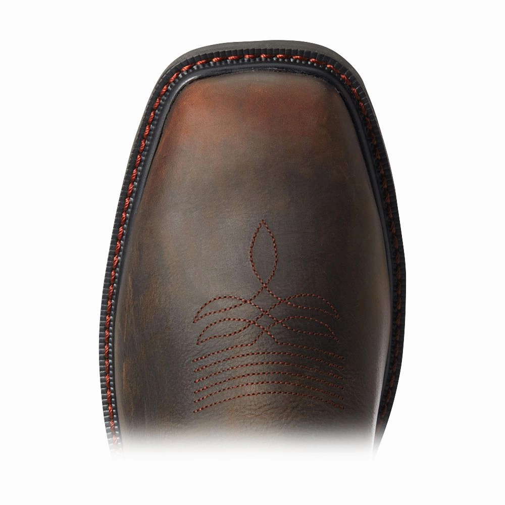Ariat 10034720 Groundwork Wide Square-Toe H2O Steel-Toe Western Work Boots for Men - Dark Brown - 13M