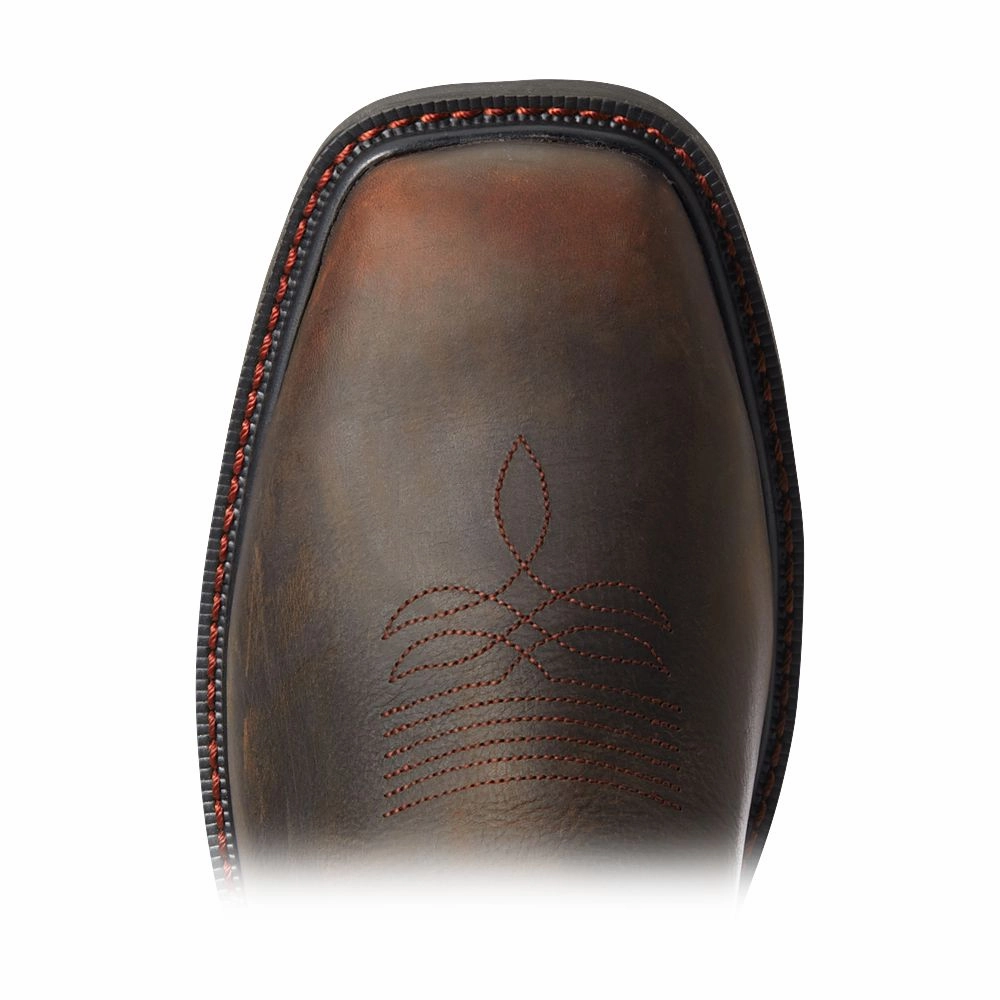 Ariat 10034720 Groundwork Wide Square-Toe H2O Steel-Toe Western Work Boots for Men - Dark Brown - 8M