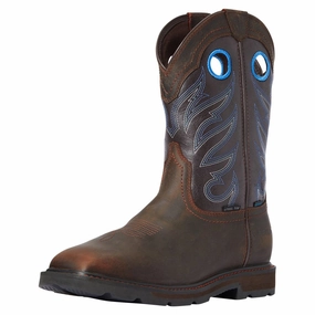 Ariat 10034720 Groundwork Wide Square-Toe H2O Steel-Toe Western Work Boots for Men - Dark Brown - 8M