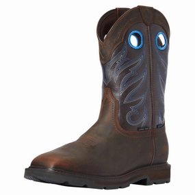 Ariat 10034720 Groundwork Wide Square-Toe H2O Steel-Toe Western Work Boots for Men - Dark Brown - 8M
