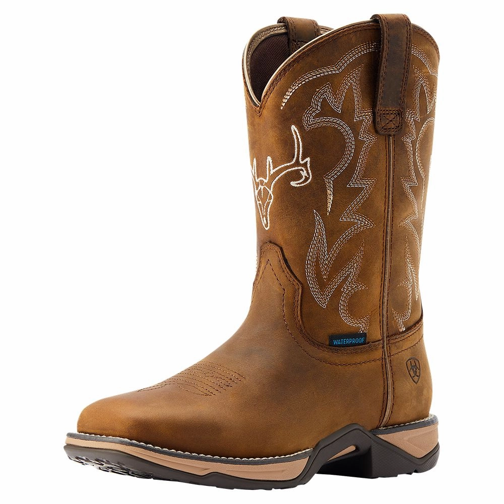 ARIAT 10042593 Anthem Deer Waterproof Western Boots for Ladies - Distressed Brown - 7M