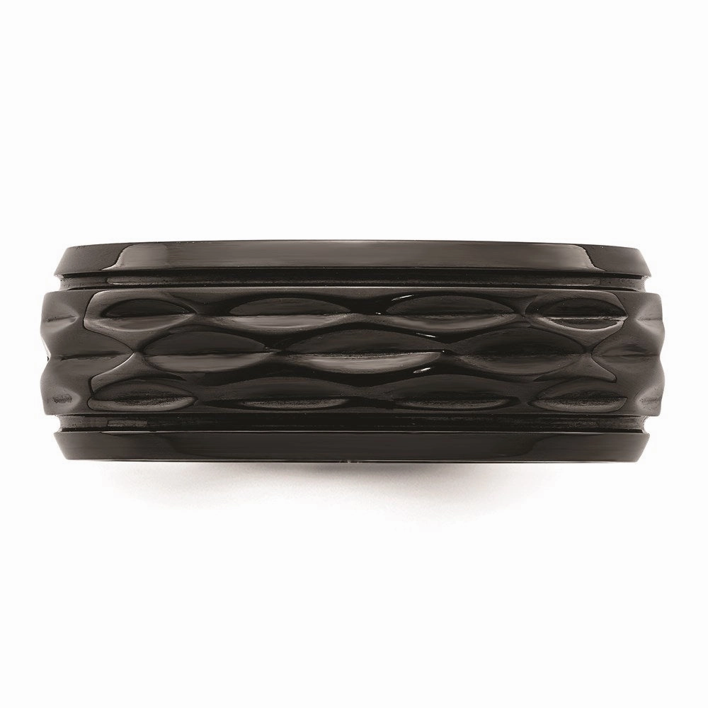 Black Zirconium Polished and D/C 8mm Band | ZCR104