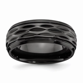 Black Zirconium Polished and D/C 8mm Band | ZCR104