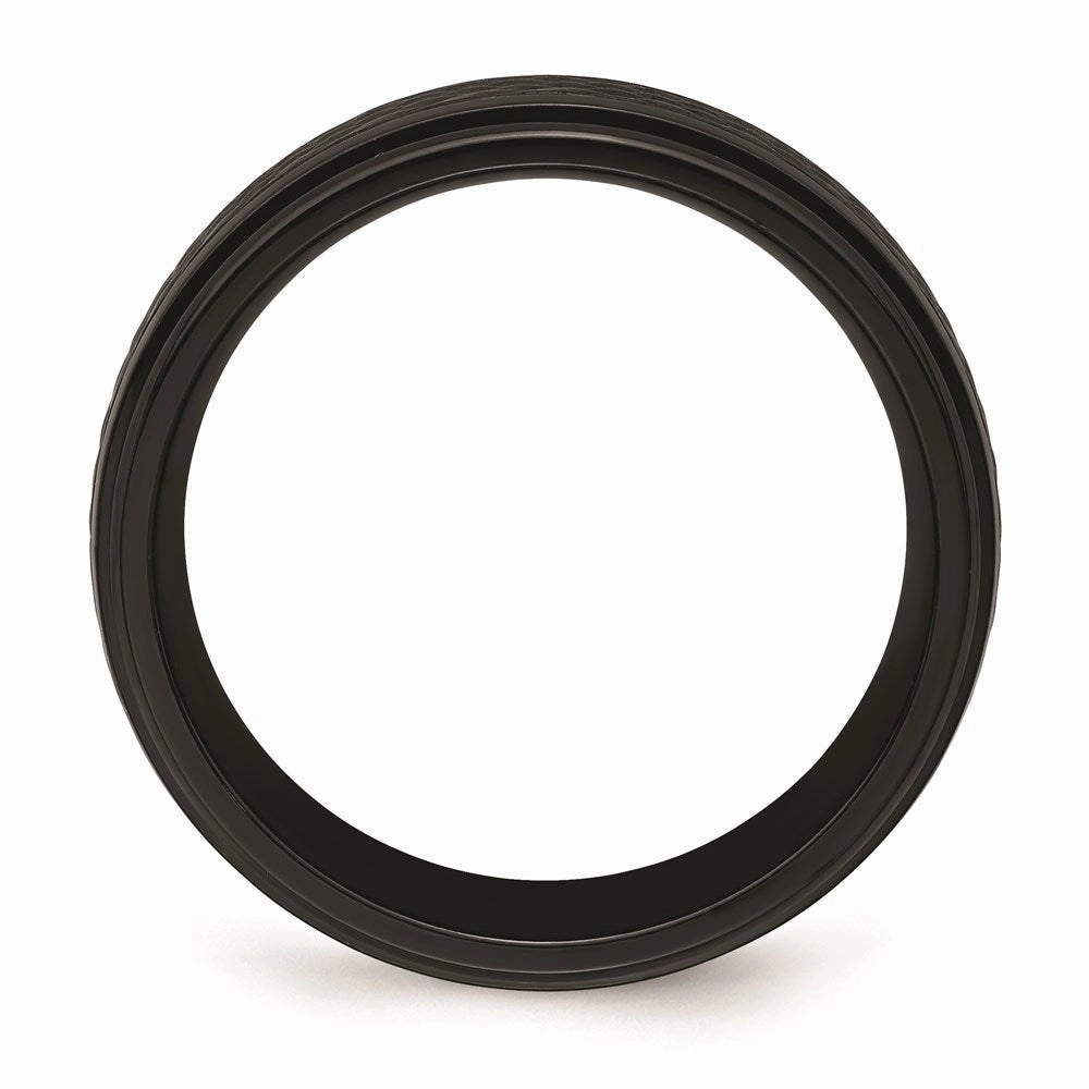 Black Zirconium Polished Ridged Edge 8mm Band | ZCR101