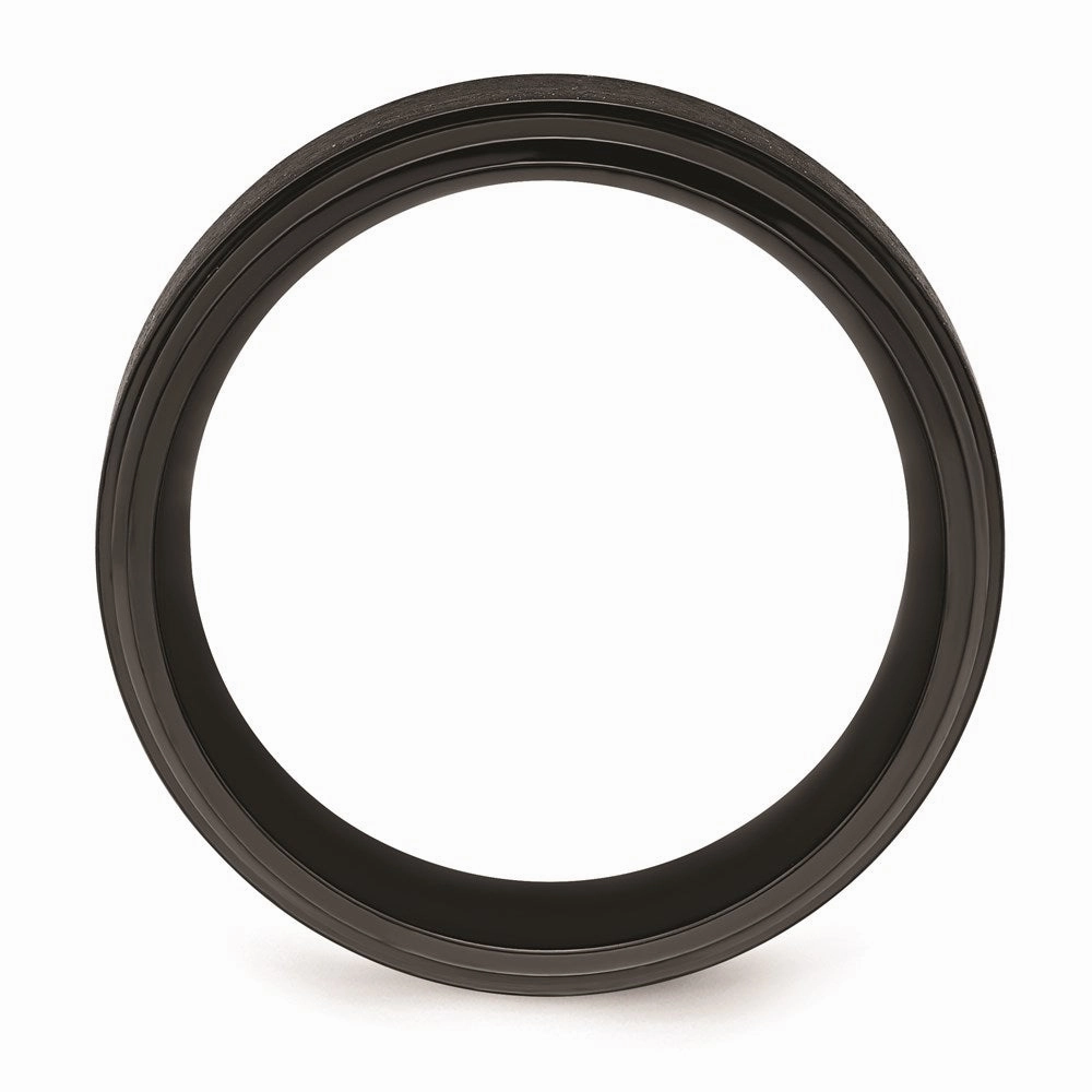 Black Zirconium Polished with Brushed Center Beveled Edge 9mm Band | ZCR107