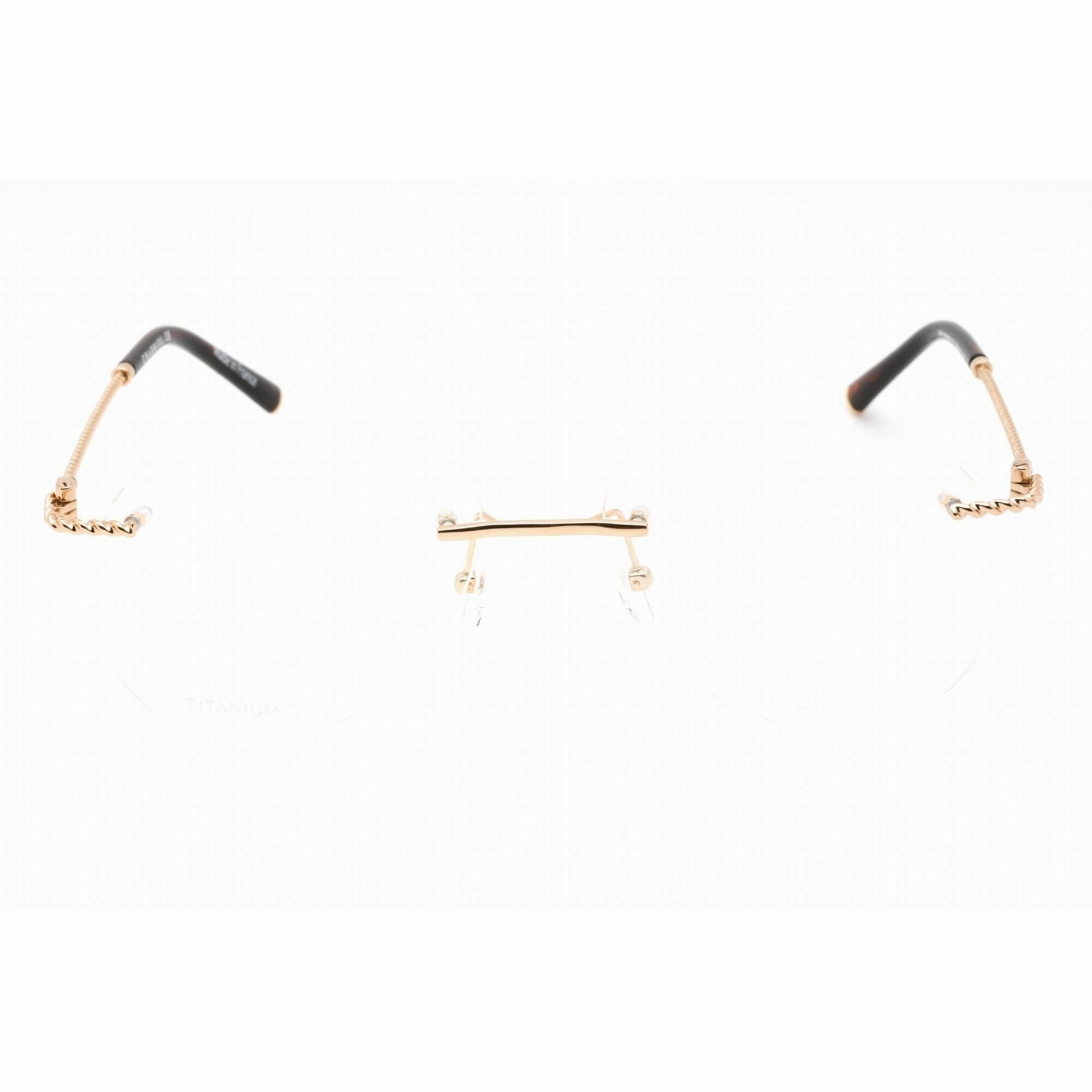 Charriol Men's Eyeglasses - Rimless Shiny Gold Round Titanium Frame | PC75099 C01
