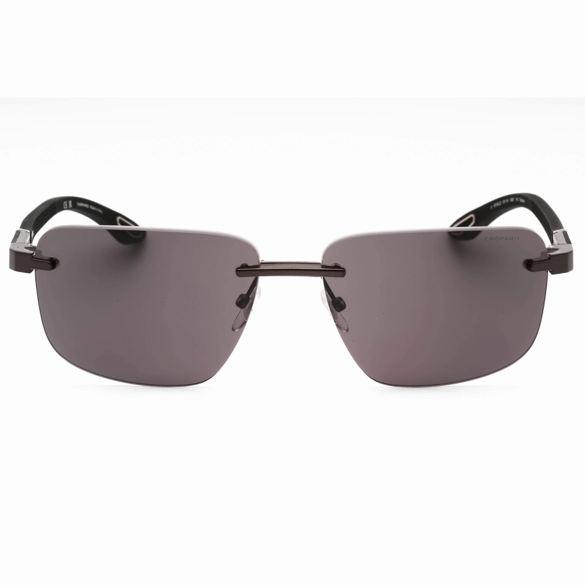 Chopard Men's Sunglasses - Sensitive Black Gold Metal Rectangular Frame | SCHL22 0Q67