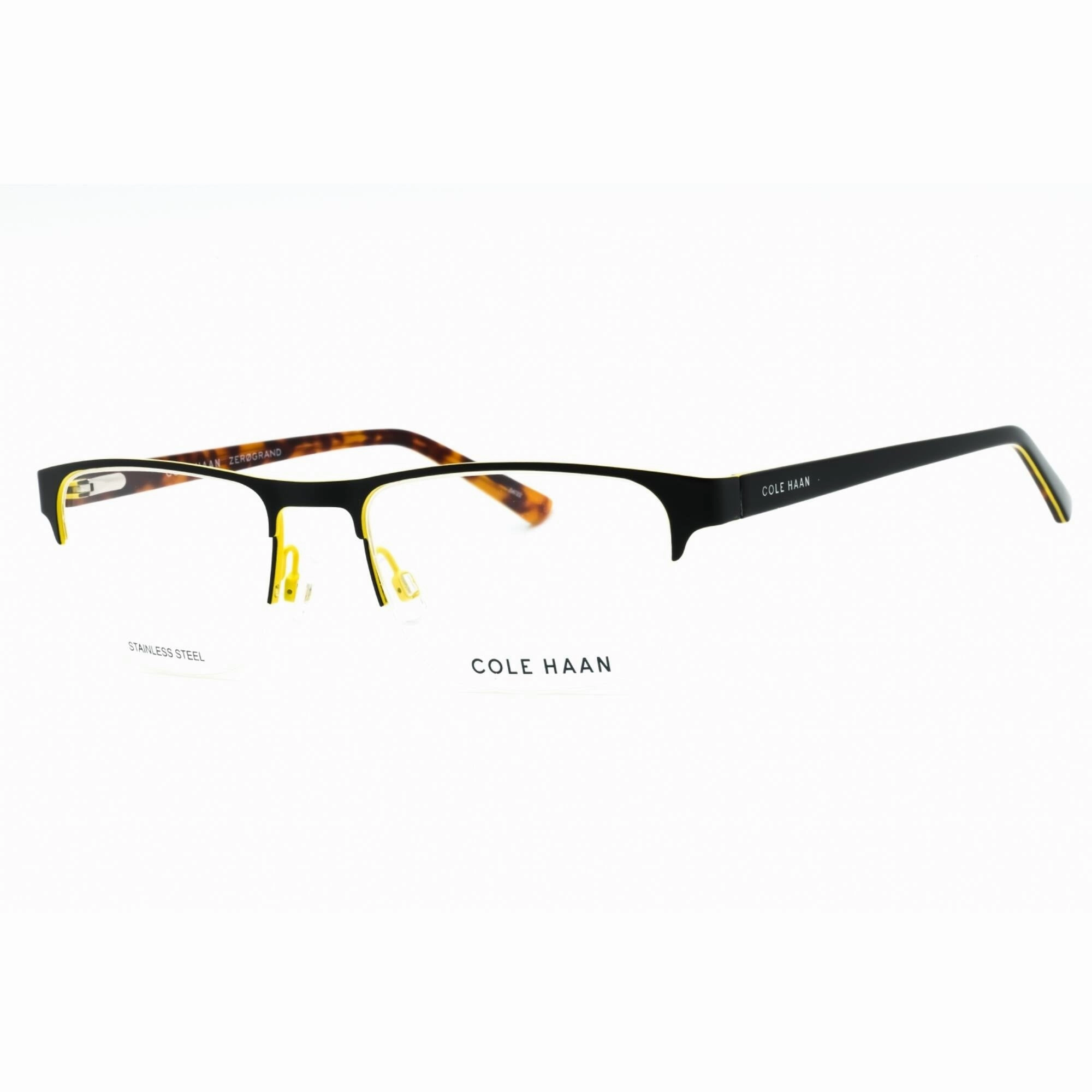 Cole Haan Men's Eyeglasses - Black Metal Half Rim Rectangular Shape Frame| CH4054 001