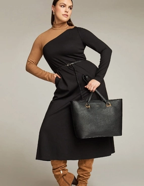 Color Blocked Mock Neck Midi Dress- Sale