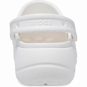 Crocs 208186-100 Baya Platform Clogs White Women's Casual Shoes