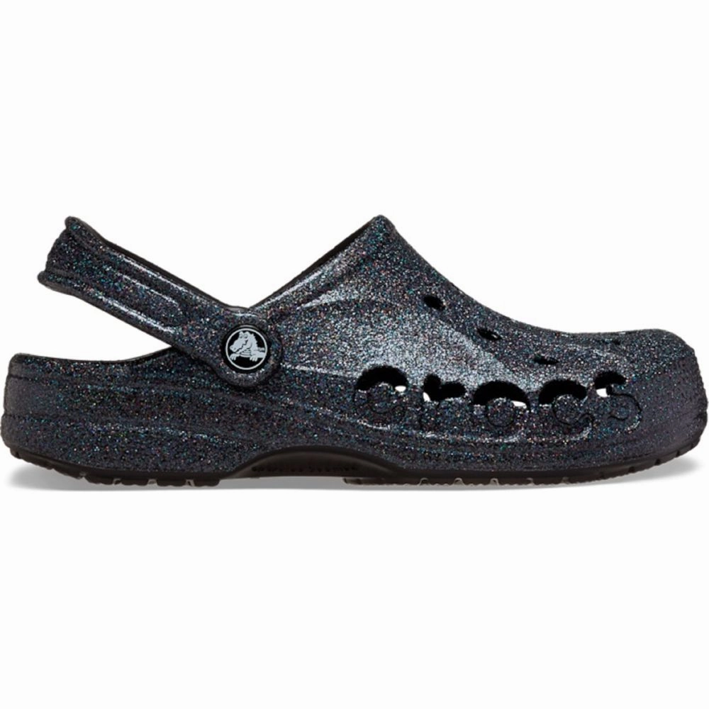 Crocs Baya Glitter Clog, Black, W11/M9