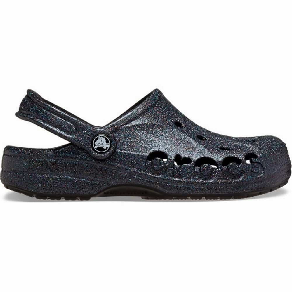 Crocs Baya Glitter Clog, Black, W11/M9