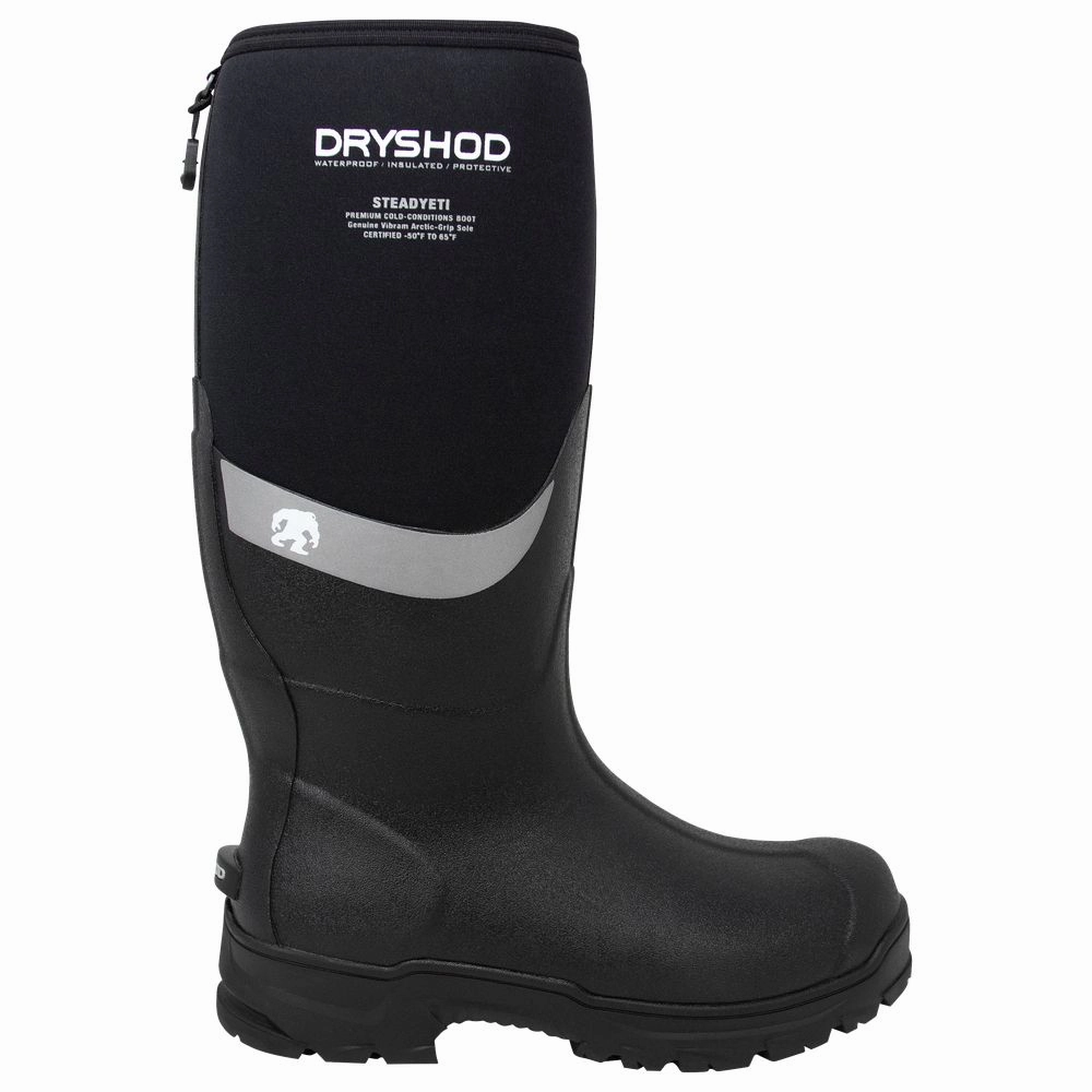 Dryshod Steadyeti Arctic Grip Rubber Boots for Men - Black/Gray - 9M