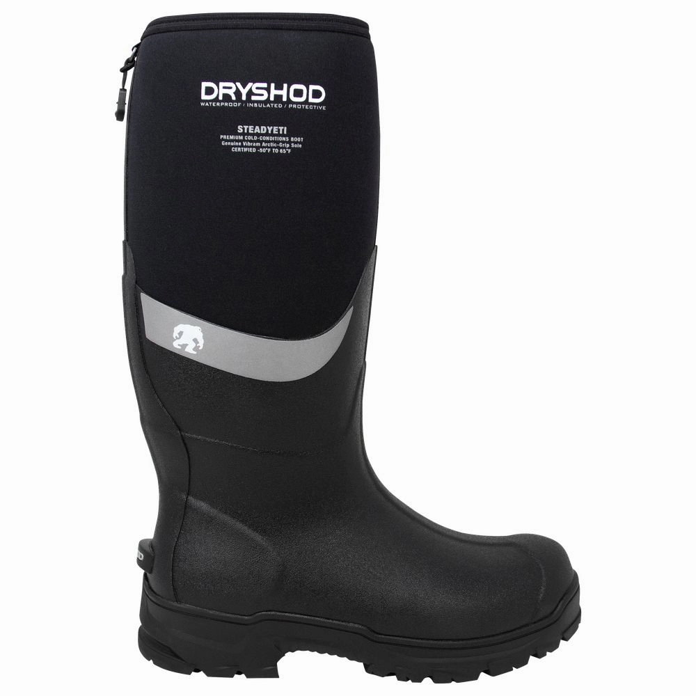 Dryshod Steadyeti Arctic Grip Rubber Boots for Men - Black/Gray - 9M