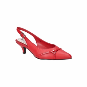 Easy Street Womens Feena Pointed Toe Kitten Heel Pumps - RED 8 1/2 WIDE