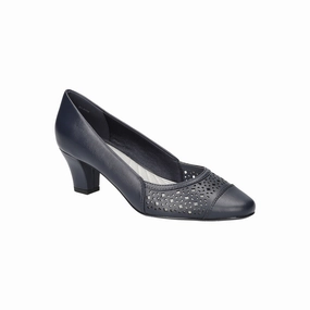 Easy Street Womens Neva Stiletto Heel Pumps - NAVY 8 WIDE