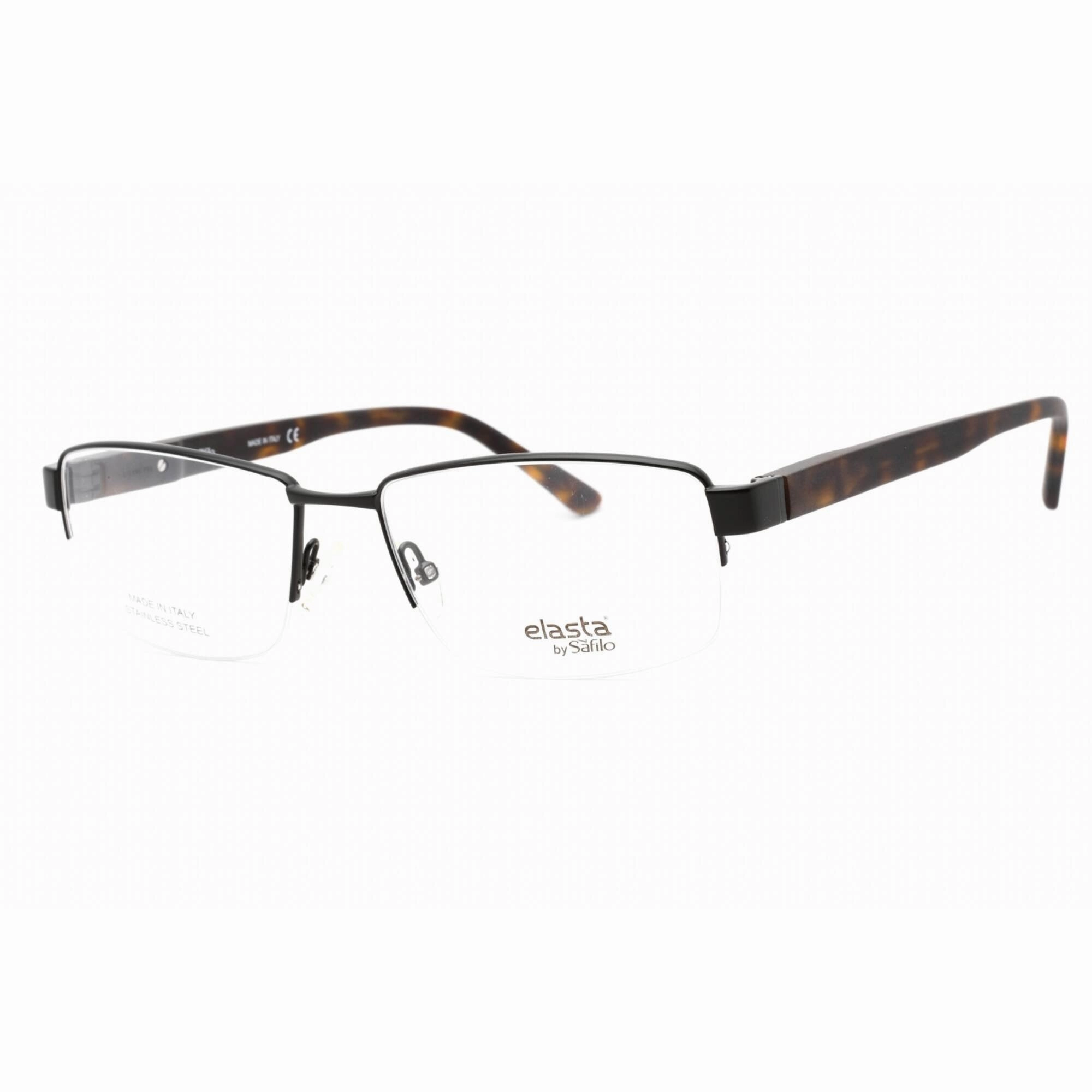 Elasta Men's Eyeglasses - Matte Black Half Rim Rectangular Frame | E 3122 0003 00