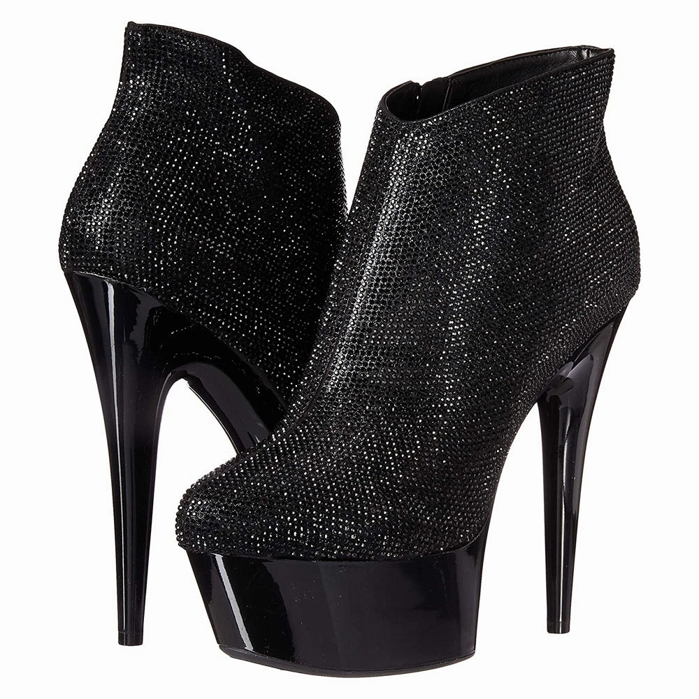 Ellie Shoes Andi 6" Stiletto Rhinestone Platform Bootie