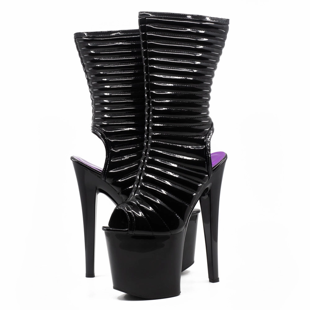 Ellie Shoes Melissa 8" Stiletto Open Heel Peeptoe Platform Boot