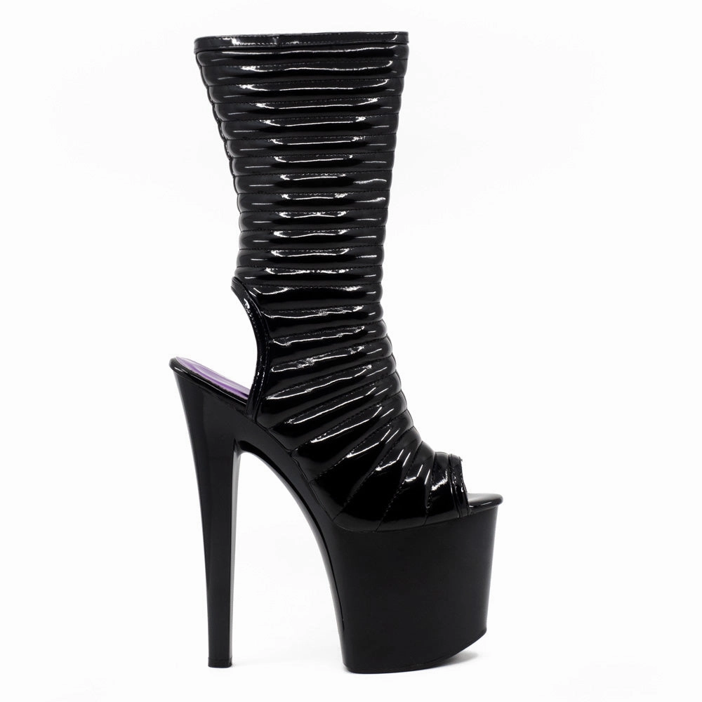 Ellie Shoes Melissa 8" Stiletto Open Heel Peeptoe Platform Boot