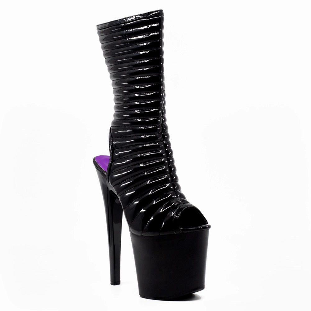 Ellie Shoes Melissa 8" Stiletto Open Heel Peeptoe Platform Boot
