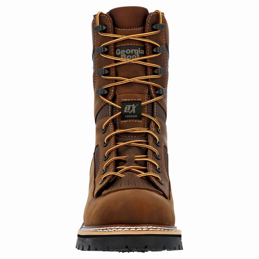 Georgia Boot GB00616 LTX Logger Waterproof Work Boots for Men, Size: 9M, Brown
