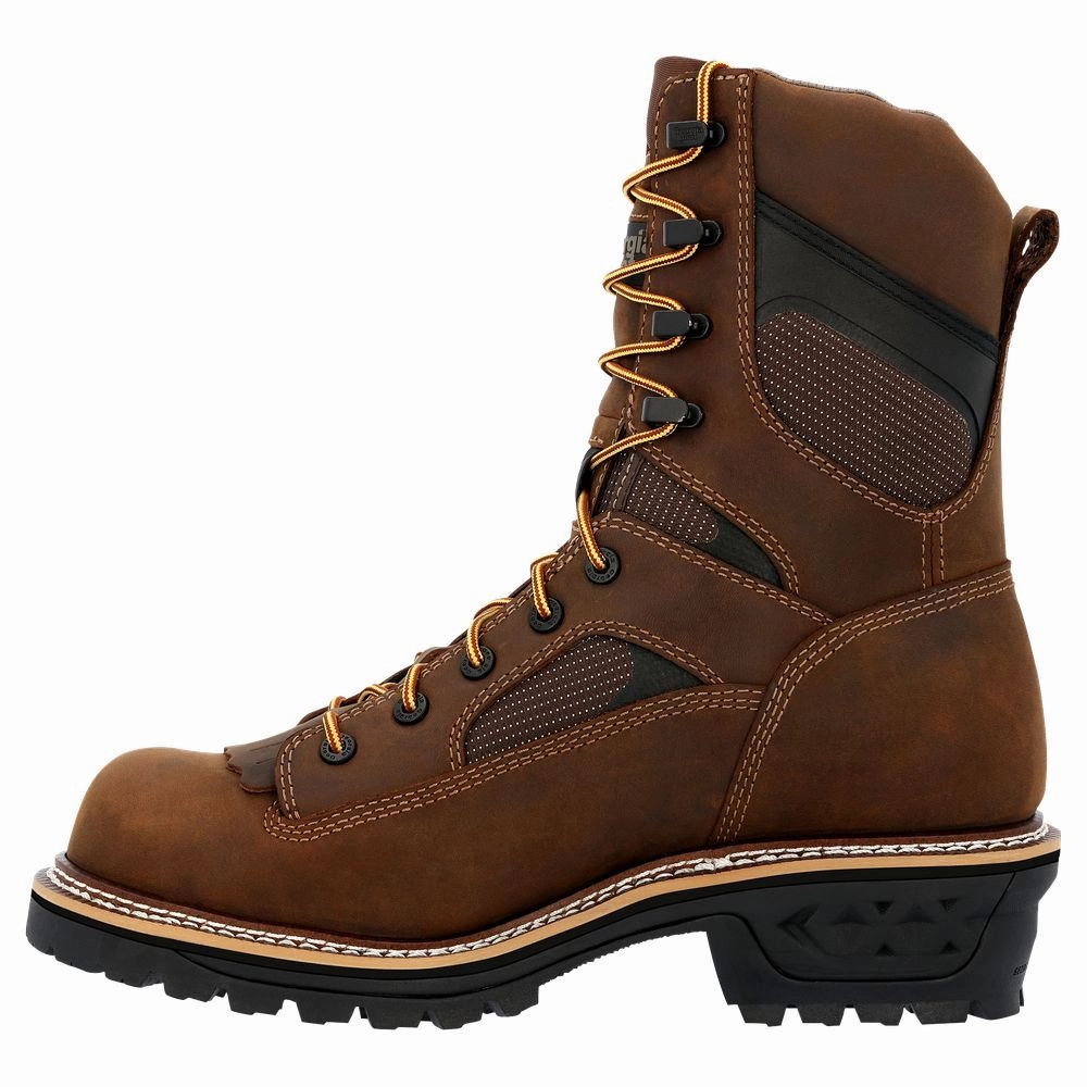 Georgia Boot GB00616 LTX Logger Waterproof Work Boots for Men, Size: 9M, Brown