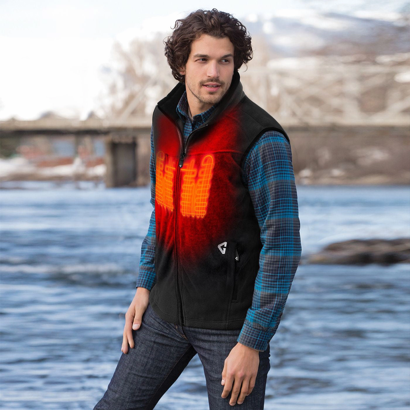 Gerbing GER-TFVST-7V-M 7V Thermite Fleece Heated Vest 2.0 for Men - Black - L