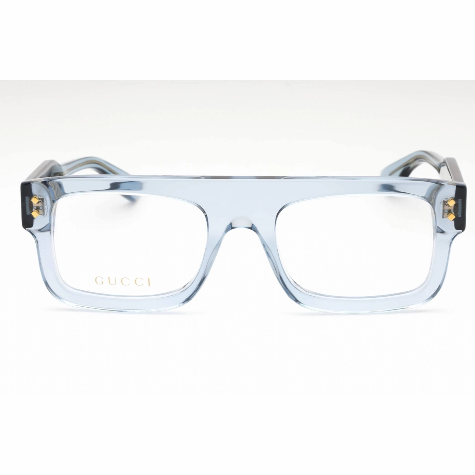 Gucci Men's Eyeglasses - Azure Plastic Rectangular Frame Clear Lens | GG1085O 004