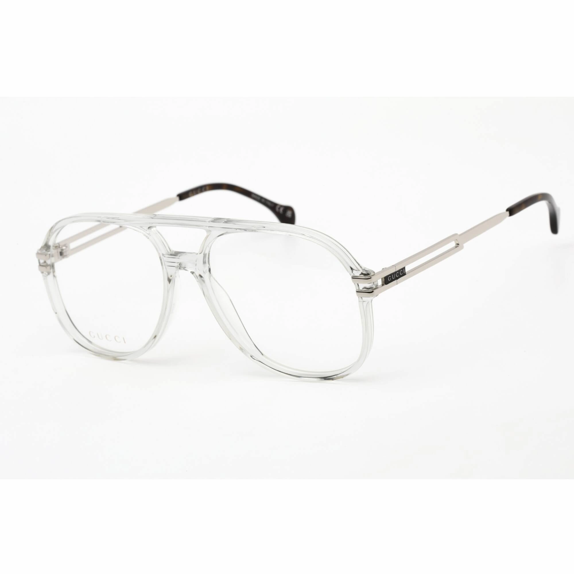 Gucci Men's Eyeglasses - Grey Aviator Full Rim Frame Clear Demo Lens | GG1106O 003