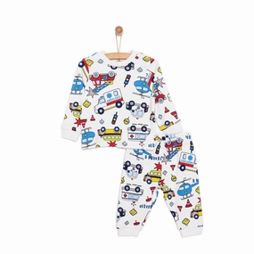 HelloBaby Baby Boy Cars Printed Pyjamas Set - Ecru