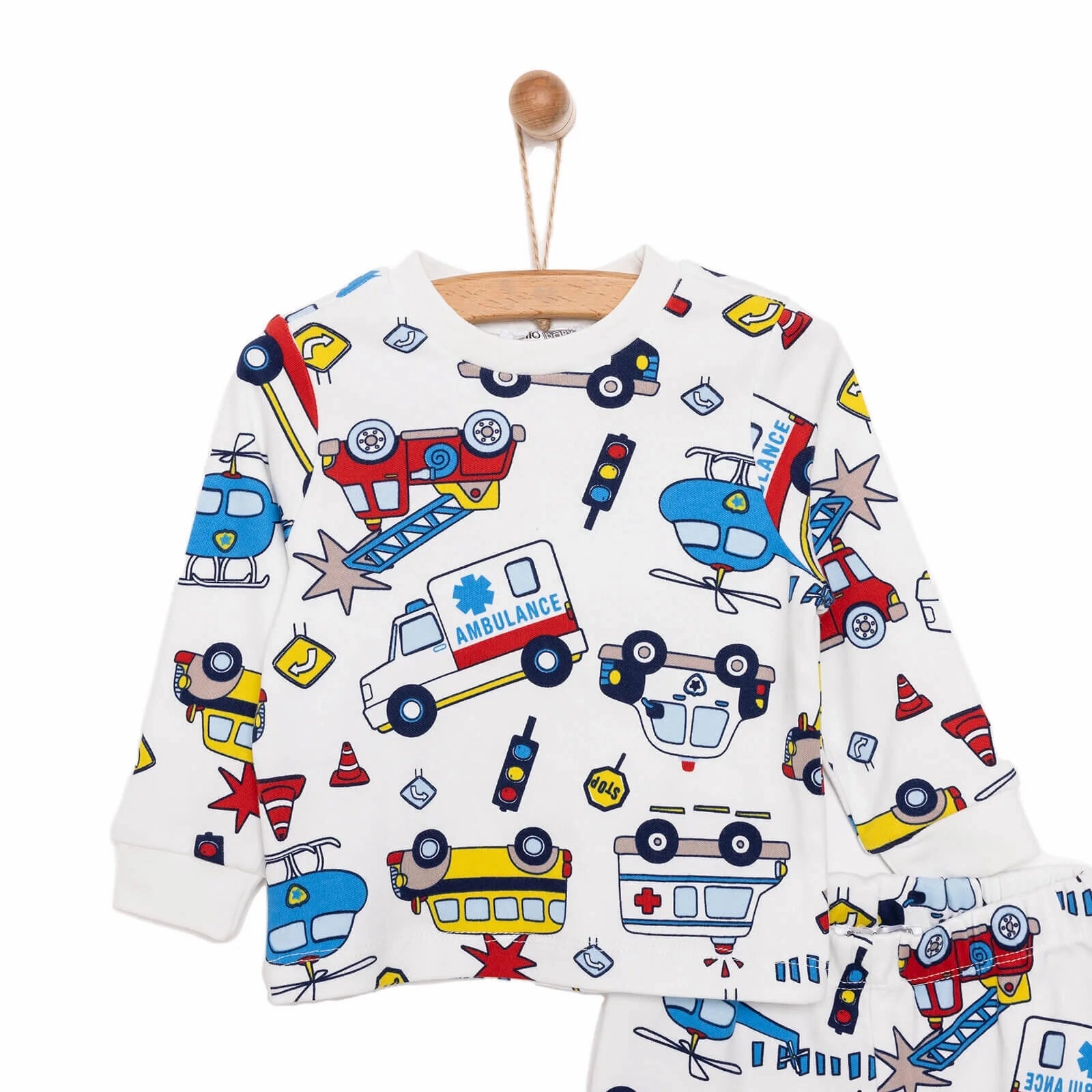 HelloBaby Baby Boy Cars Printed Pyjamas Set - Ecru