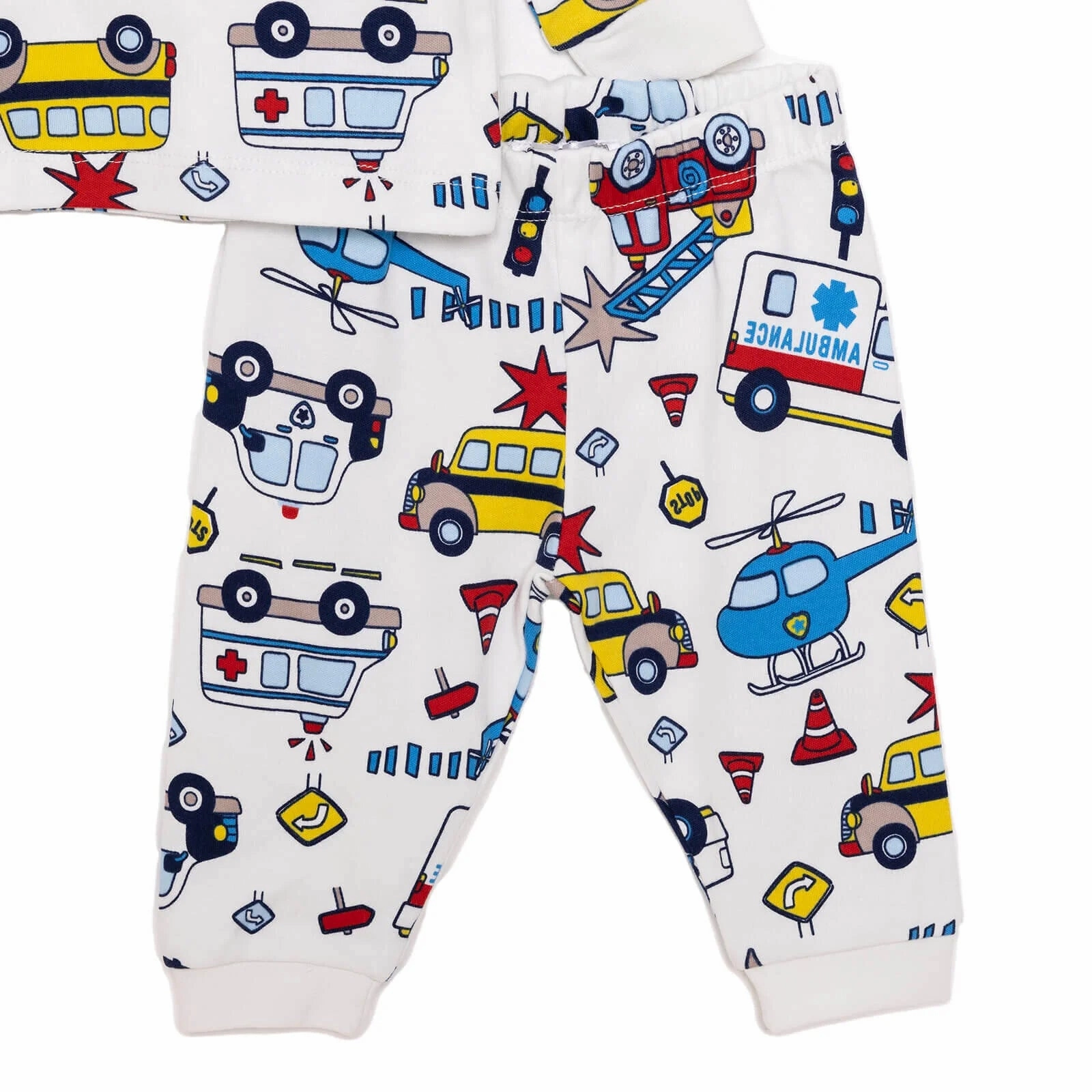 HelloBaby Baby Boy Cars Printed Pyjamas Set - Ecru