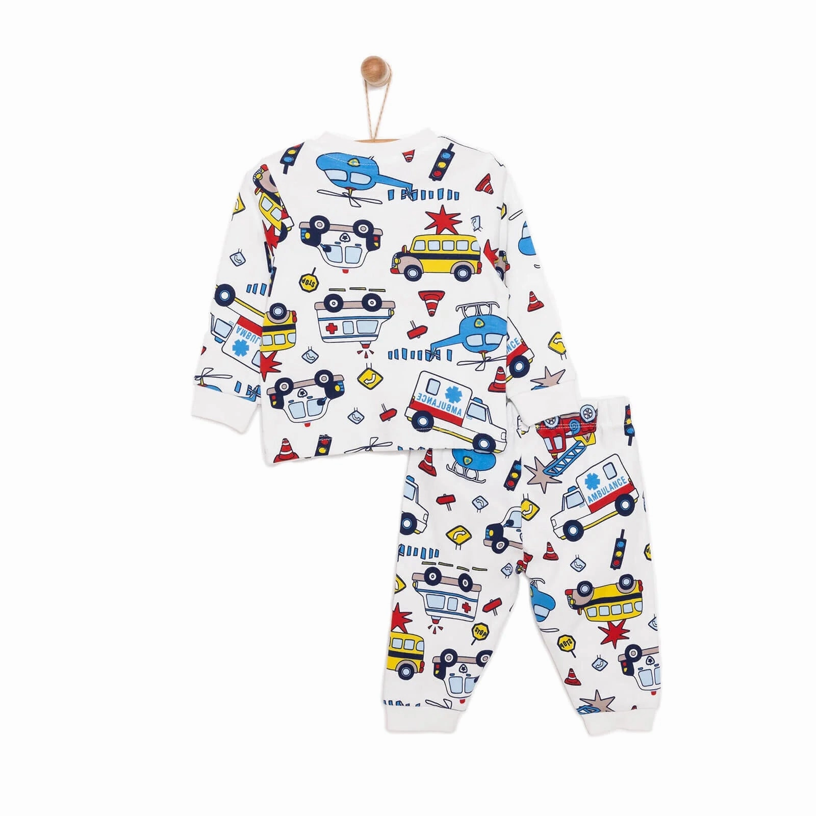 HelloBaby Baby Boy Cars Printed Pyjamas Set - Ecru