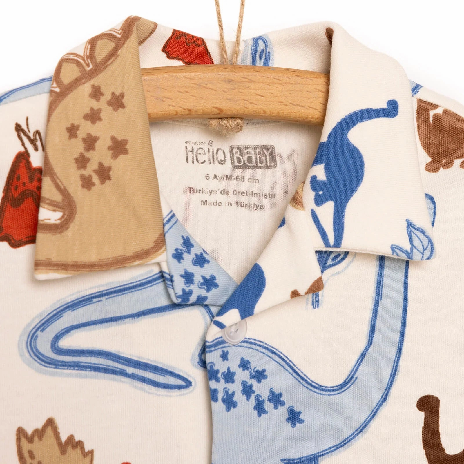 HelloBaby Baby Boy Dinasour Printed Pyjamas Set - Ecru