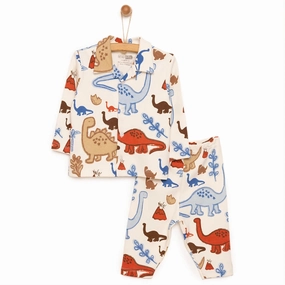 HelloBaby Baby Boy Dinasour Printed Pyjamas Set - Ecru