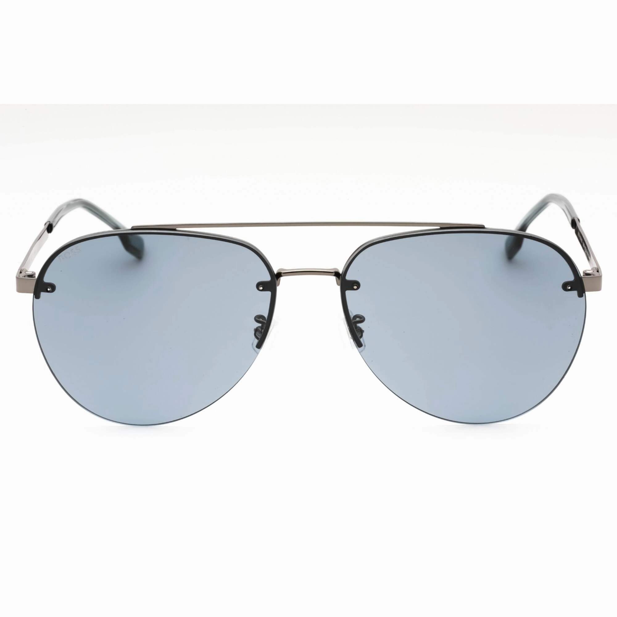 Hugo Boss Men's Sunglasses - Ruthenium Aviator Half Rim Frame | BOSS 1537/F/SK 06LB IR