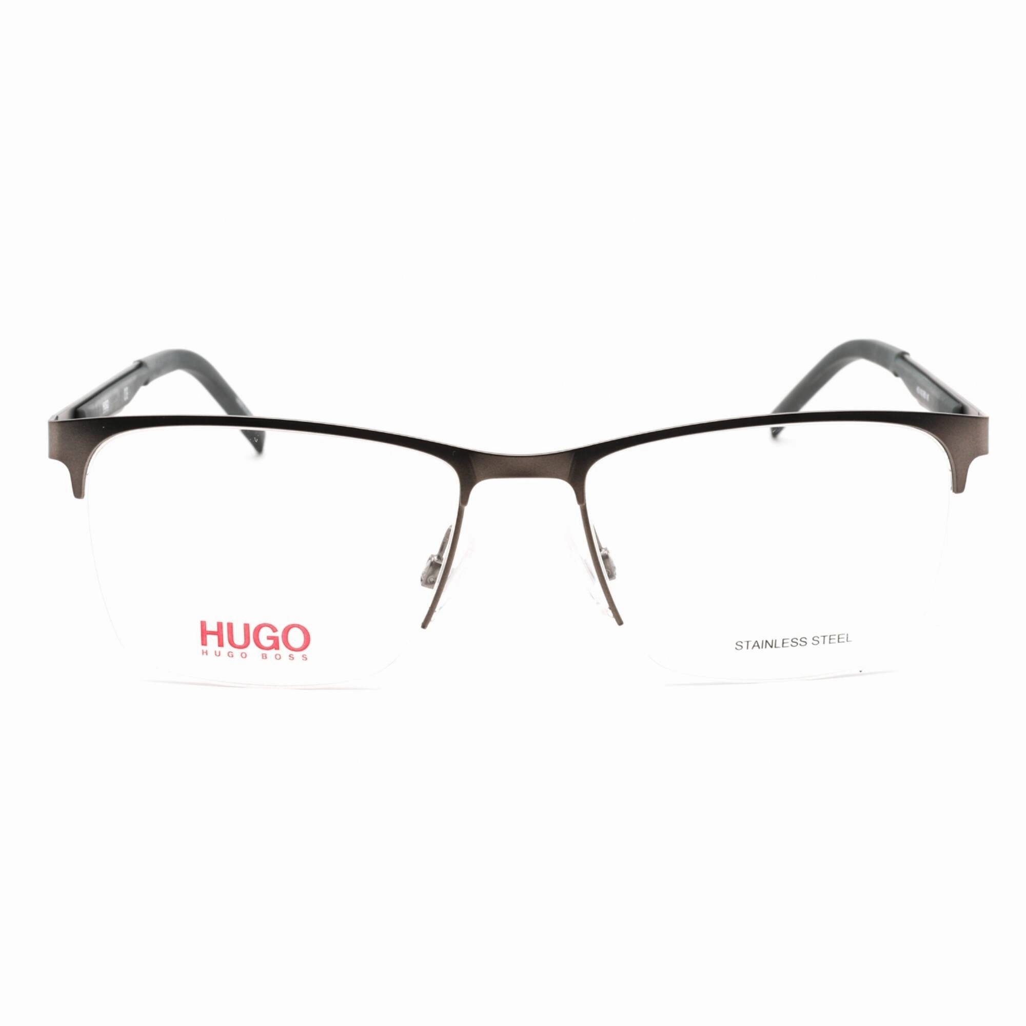Hugo Men's Eyeglasses - Matte Dark Ruthenium Metal Rectangular Frame | HG 1142 0R80 00