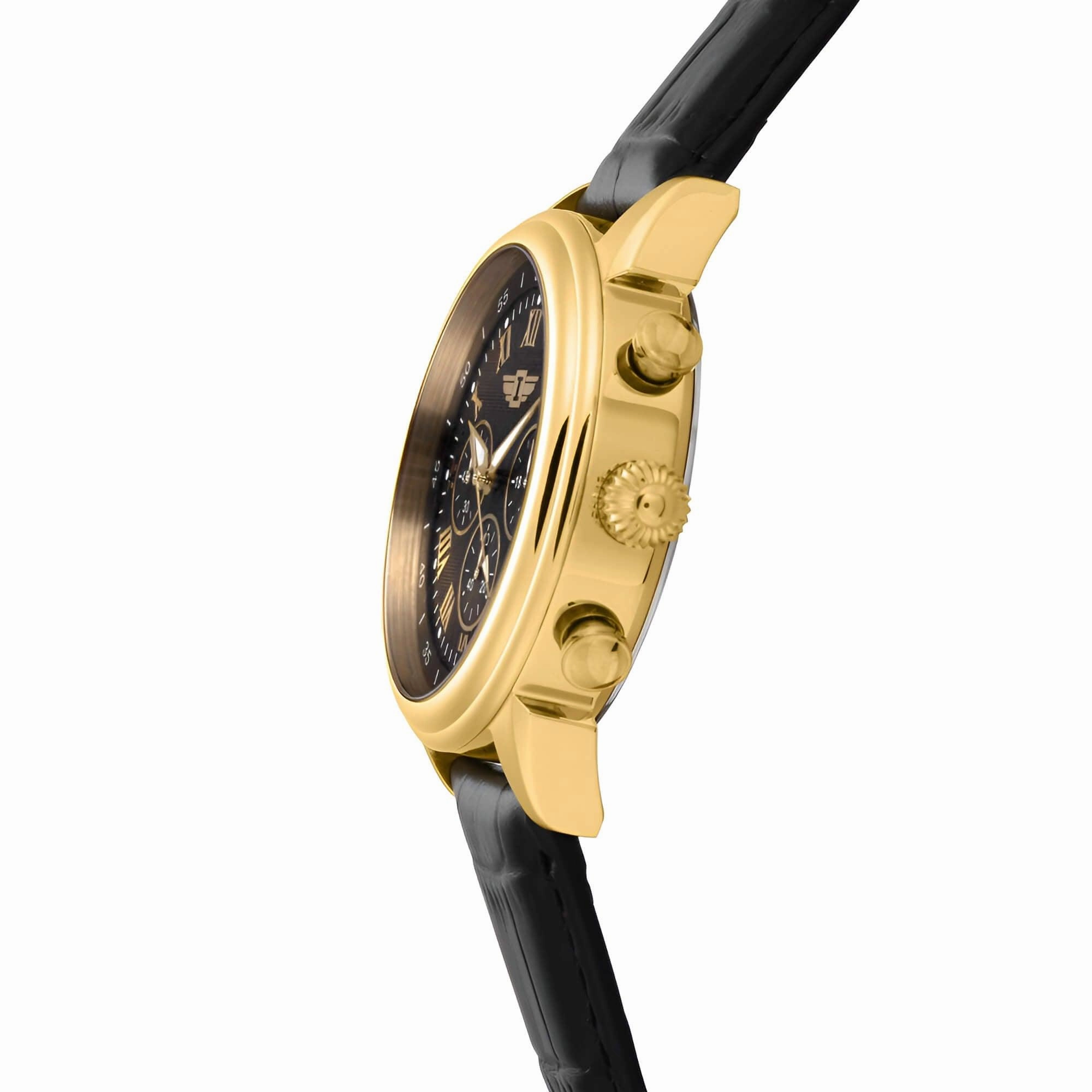 Invicta IBI-90242-003 Men's I by Invicta Collection Gold Tone Stainless Steel Quartz and Black Leather Band Watch