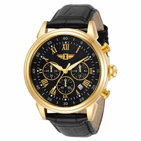Invicta IBI-90242-003 Men's I by Invicta Collection Gold Tone Stainless Steel Quartz and Black Leather Band Watch