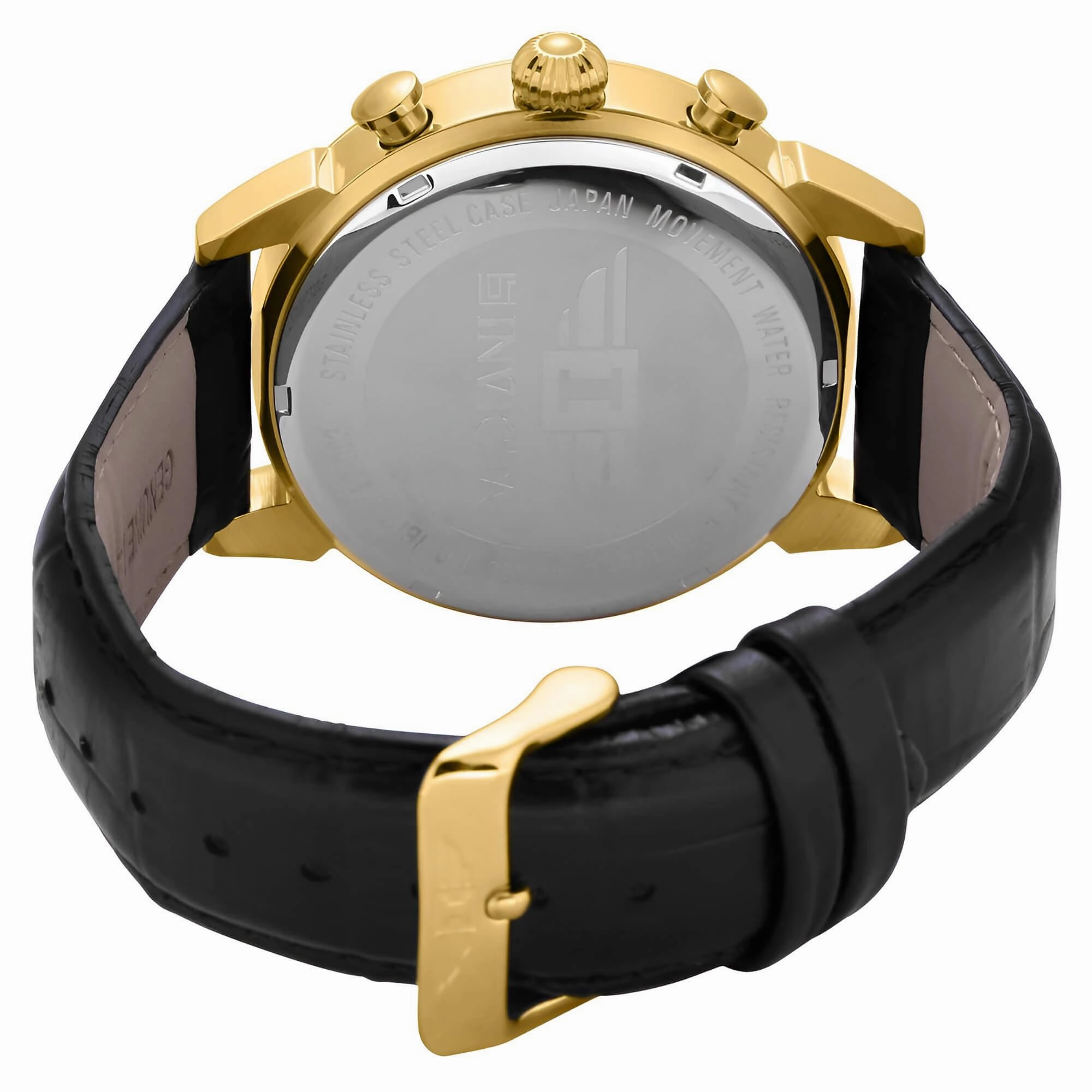 Invicta IBI-90242-003 Men's I by Invicta Collection Gold Tone Stainless Steel Quartz and Black Leather Band Watch