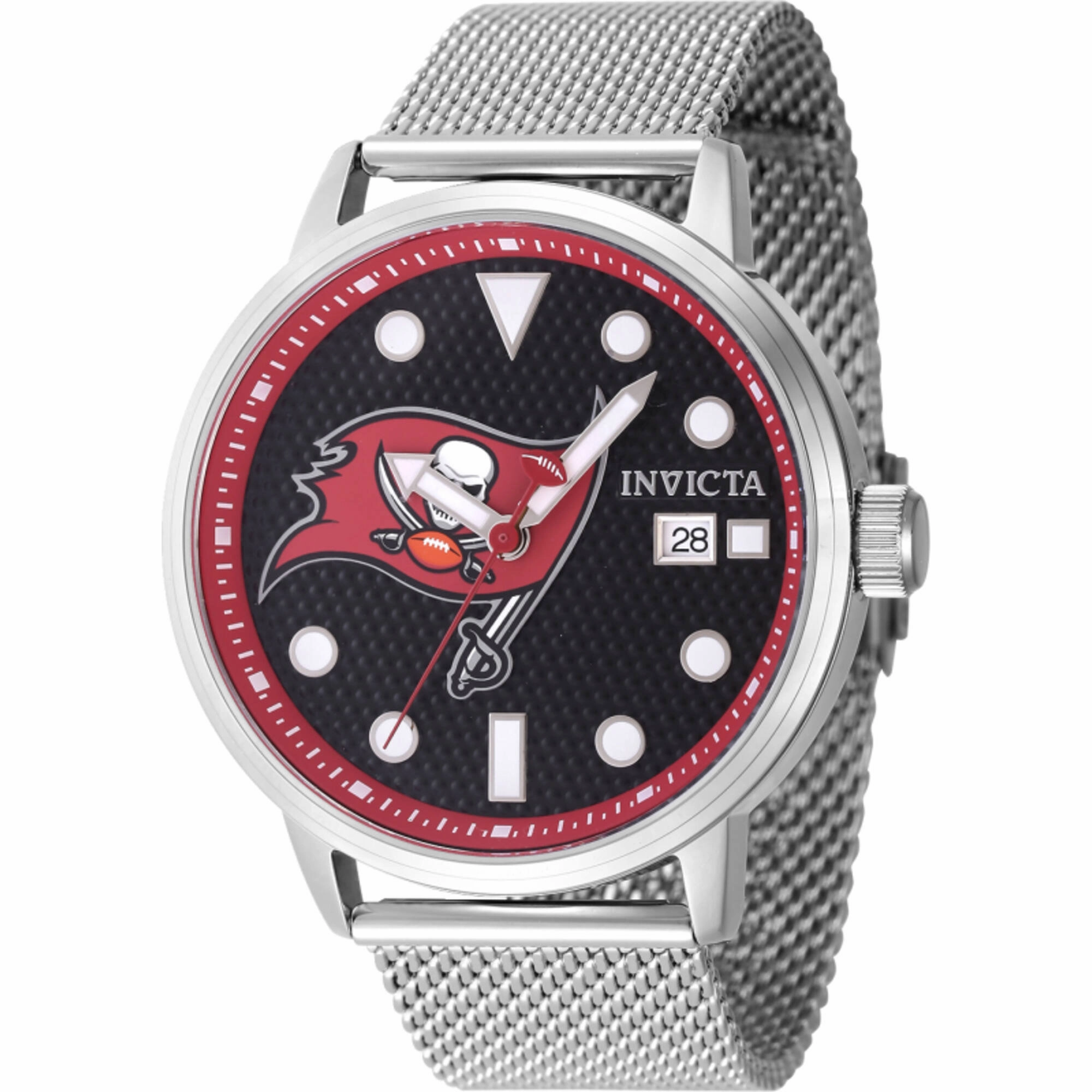 Invicta Men's Watch - NFL Tampa Bay Buccaneers Black Dial Steel Mesh Bracelet | 47979