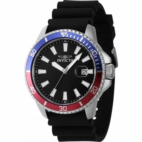 Invicta Men's Watch - Pro Diver Date Blue/Red/Silver Tone Bezel Black Dial | 46131
