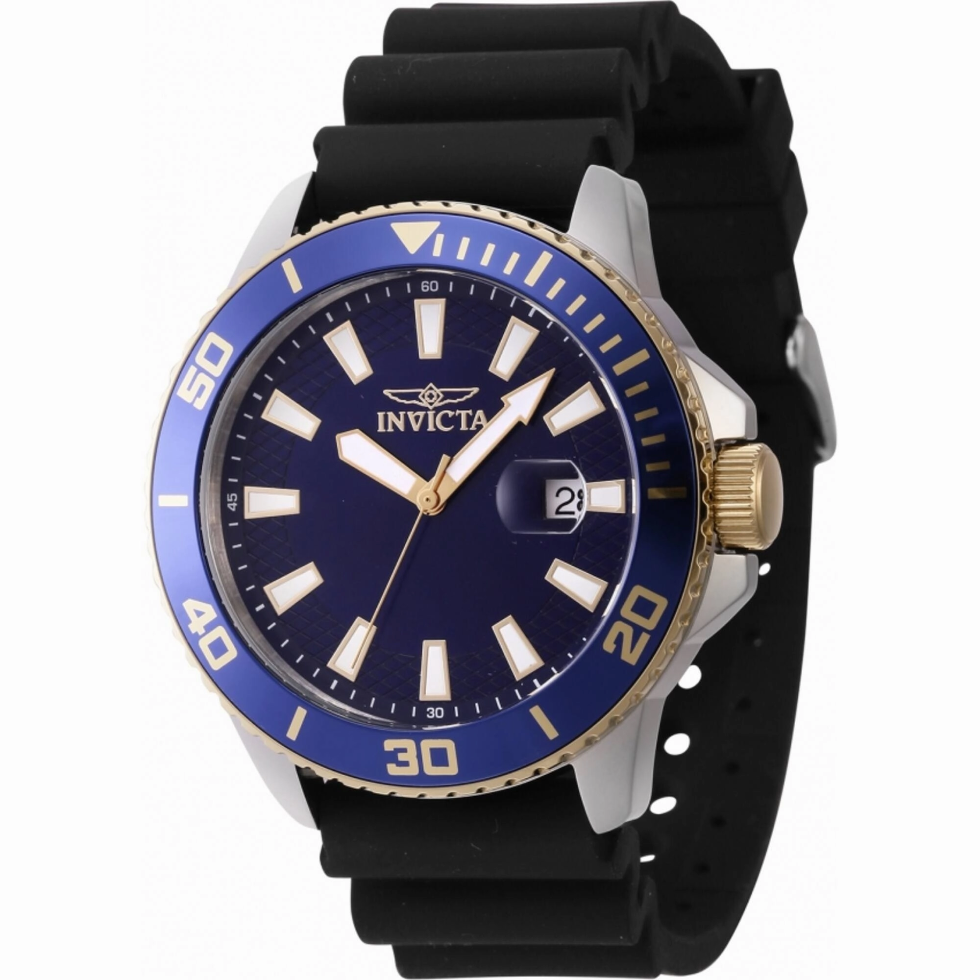 Invicta Men's Watch - Pro Diver Quartz Blue Dial Black Silicone Strap | 46092