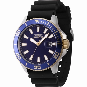 Invicta Men's Watch - Pro Diver Quartz Blue Dial Black Silicone Strap | 46092