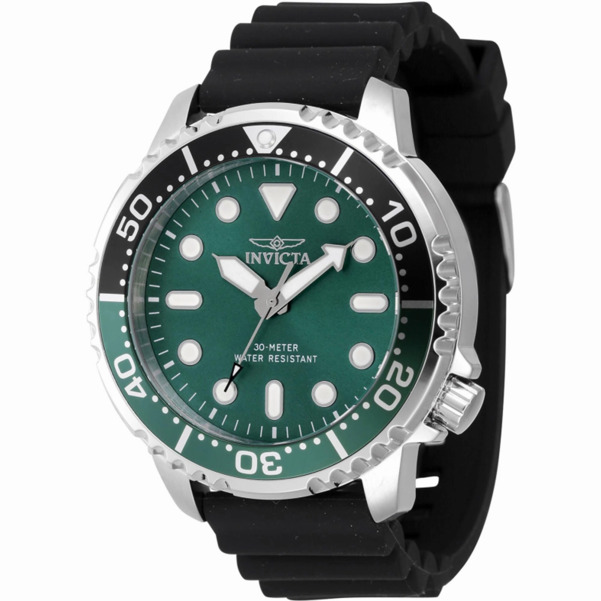 Invicta Men's Watch - Pro Diver Rotating Bezel Green Dial Silicone Strap | 47223